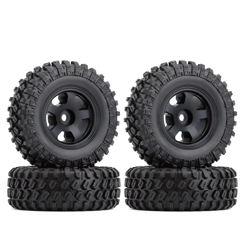 1.0" 49*18Mm Beadlock Micro Crawler Alloy Wheel Rims Tires Set For 1/24 Rc Crawler Car Axial Scx24 90081 Axi00001 - 4Pc Black 1