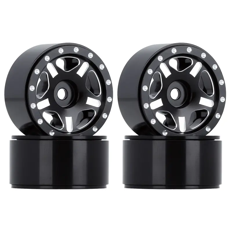 1.0" Beadlock Cnc Micro Crawler Alloy Wheel Rim Hub For 1/24 Rc Crawler Car Axial Scx24 90081 Axi00001 - 4Pc Black 1