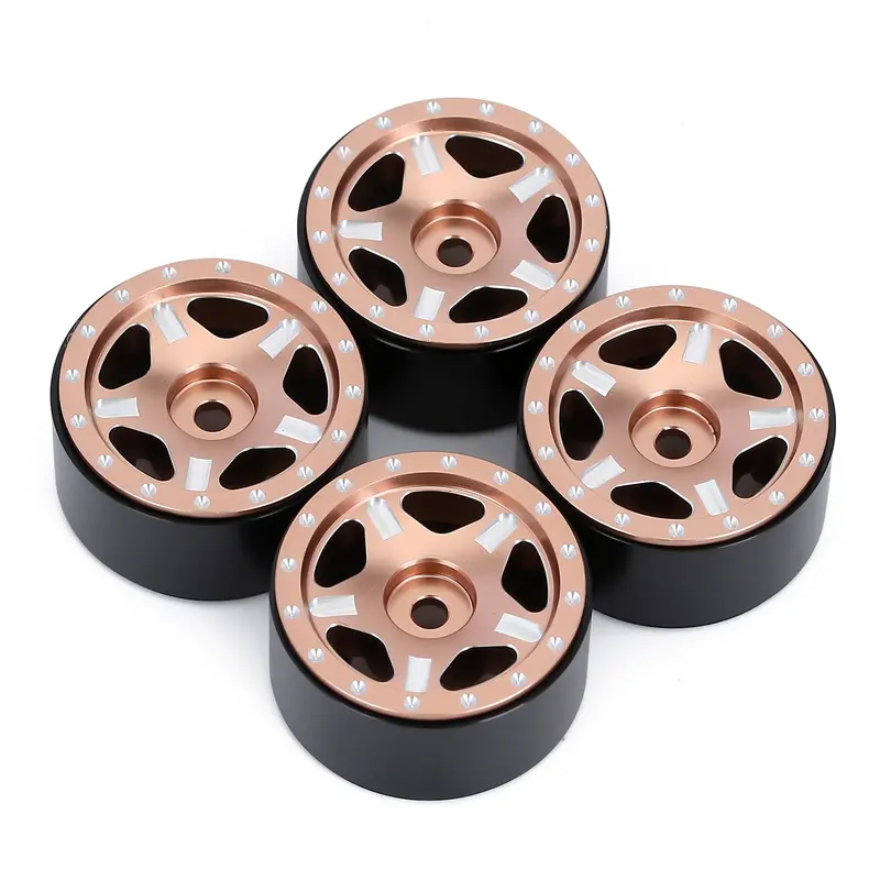 1.0" Beadlock Cnc Micro Crawler Alloy Wheel Rim Hub For 1/24 Rc Crawler Car Axial Scx24 90081 Axi00001 - 4Pc Copper 1