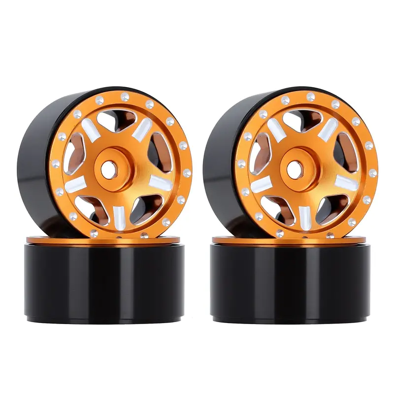 1.0" Beadlock Cnc Micro Crawler Alloy Wheel Rim Hub For 1/24 Rc Crawler Car Axial Scx24 90081 Axi00001 - 4Pc Gold 1
