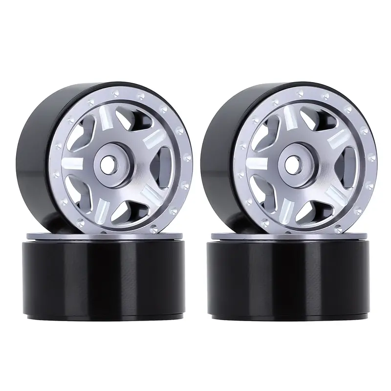 1.0" Beadlock Cnc Micro Crawler Alloy Wheel Rim Hub For 1/24 Rc Crawler Car Axial Scx24 90081 Axi00001 - 4Pc Grey 1