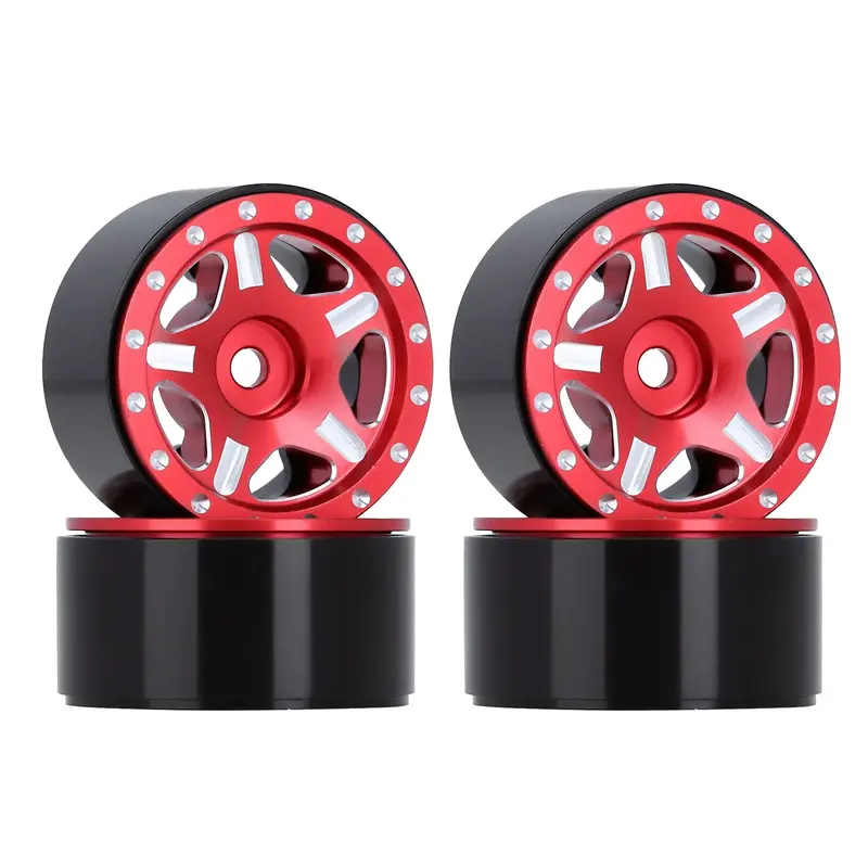1.0" Beadlock Cnc Micro Crawler Alloy Wheel Rim Hub For 1/24 Rc Crawler Car Axial Scx24 90081 Axi00001 - 4Pc Red 1
