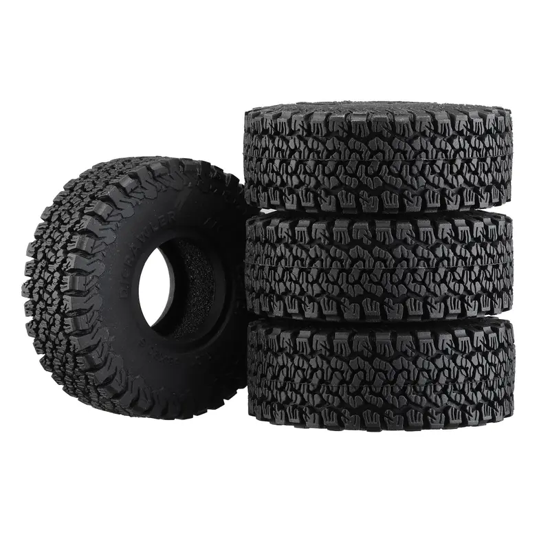 1.0 Inch Adhesive Rubber Tires 53Mm X 20.5Mm With Foam Inserts For Traxxas 1:18 Trx4m Ford Bronco / Land Rover Defender / Axial 1:24 Scx24 Deadbolt / Jeep Wrangler Upgrades 1