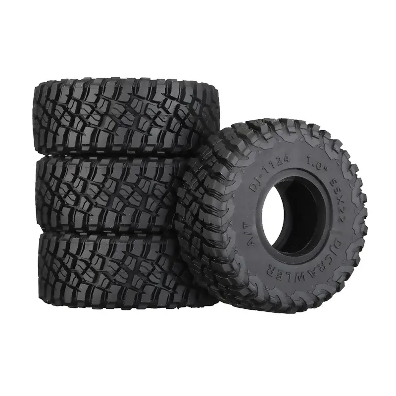 1.0 Inch Adhesive Rubber Tires 55Mm X 22Mm With Foam Inserts For Traxxas 1:18 Trx4m Ford Bronco / Land Rover Defender / Axial 1:24 Scx24 Deadbolt / Jeep Wrangler Upgrades 1