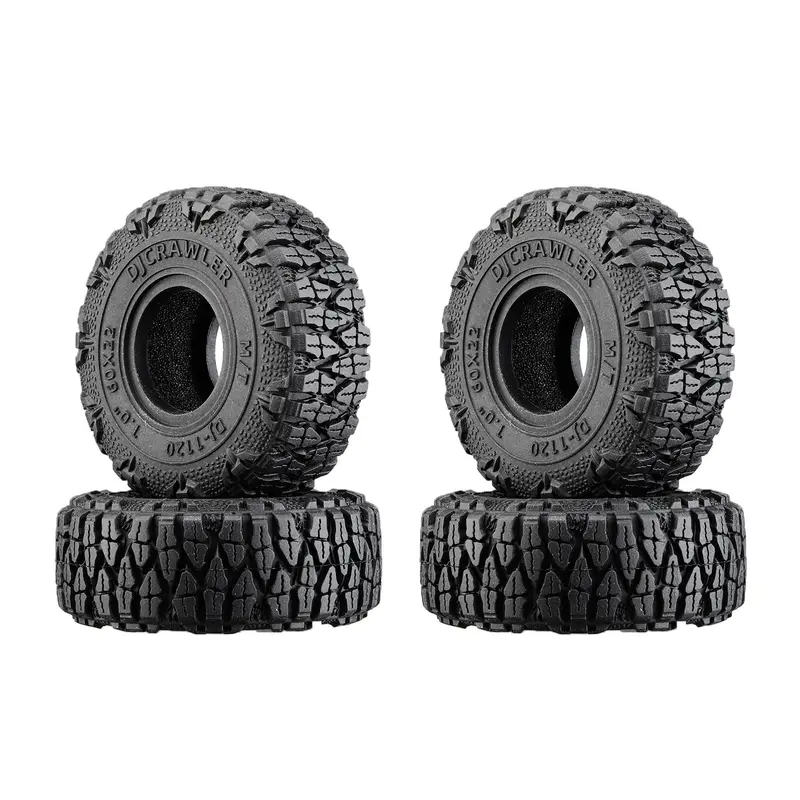 1.0 Inch Adhesive Rubber Tires 60Mm X 22Mm With Foam Inserts For Traxxas 1:18 Trx4m Ford Bronco / Land Rover Defender / Axial 1:24 Scx24 Deadbolt / Jeep Wrangler Upgrades 1
