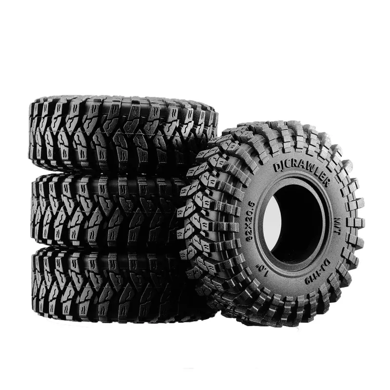 1.0 Inch Adhesive Rubber Tires 62Mm X 20.5Mm With Foam Inserts For Traxxas 1:18 Trx4m Ford Bronco / Land Rover Defender / Axial 1:24 Scx24 Deadbolt / Jeep Wrangler Upgrades 1