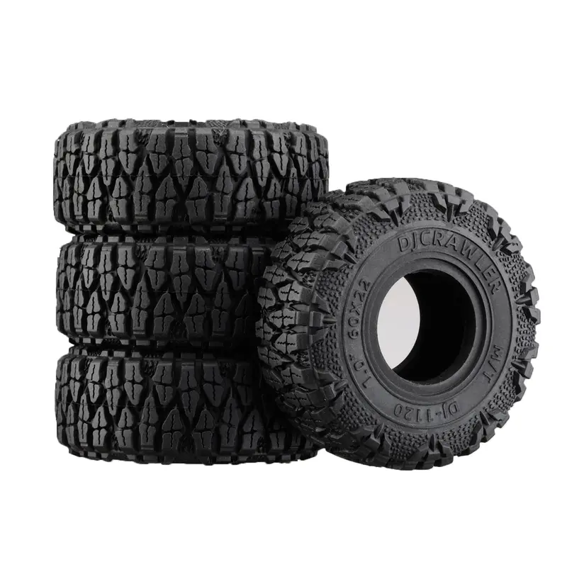 1.0 Inch High Adhesive Crawler Rubber Tires 60Mm X 22Mm With Foam Inserts For Traxxas 1:18 Trx4m Ford Bronco / Trx4m Land Rover Defender / Axial 1:24 Scx24 Deadbolt / Scx24 Jeep Wrangler Upgrades 1