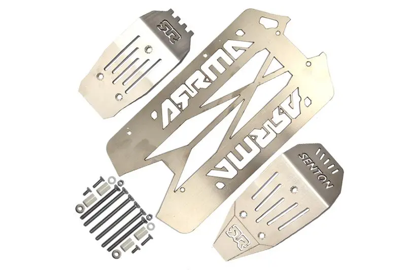 1/10 Senton 4X4 V3 3S Blx Ara4303v3 Stainless Steel Main Chassis With Bumper (Hollow Version) - 24Pc Set 1