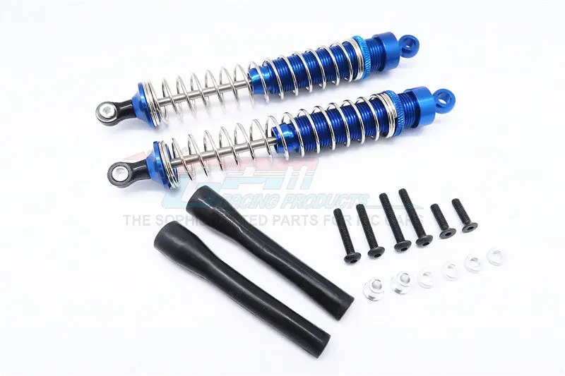 1/10 Touring - Aluminum Ball Top Damper (120Mm) With Aluminum Collars & Washers & Screws & Dust-Proof Black Plastic Cover - 1Pr Set Blue 1