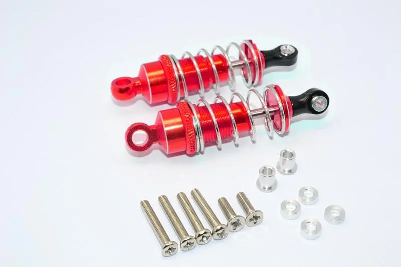 1/10 Touring - Aluminum Ball Top Damper (60Mm) With Aluminum Collars & Washers & Screws - 1Pr Set Red 1