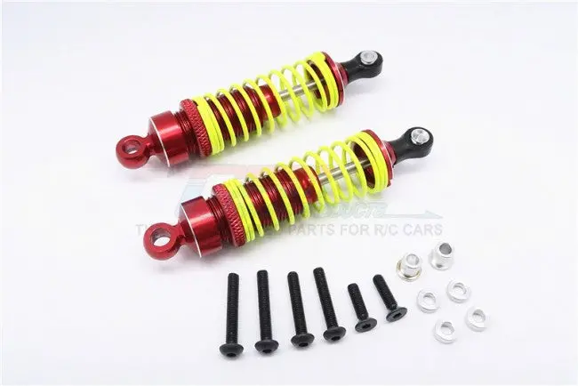 1/10 Touring - Aluminum Ball Top Damper (75Mm) With Aluminum Collars & Washers & Screws - 1Pr Set Red 1