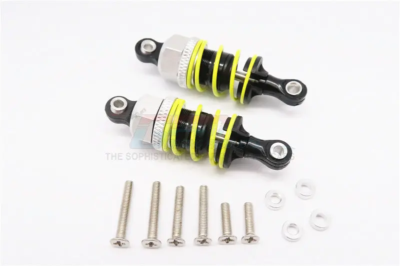 1/10 Touring - Plastic Ball Top Damper (50Mm) With Washers & Screws - 1Pr Set Black 1