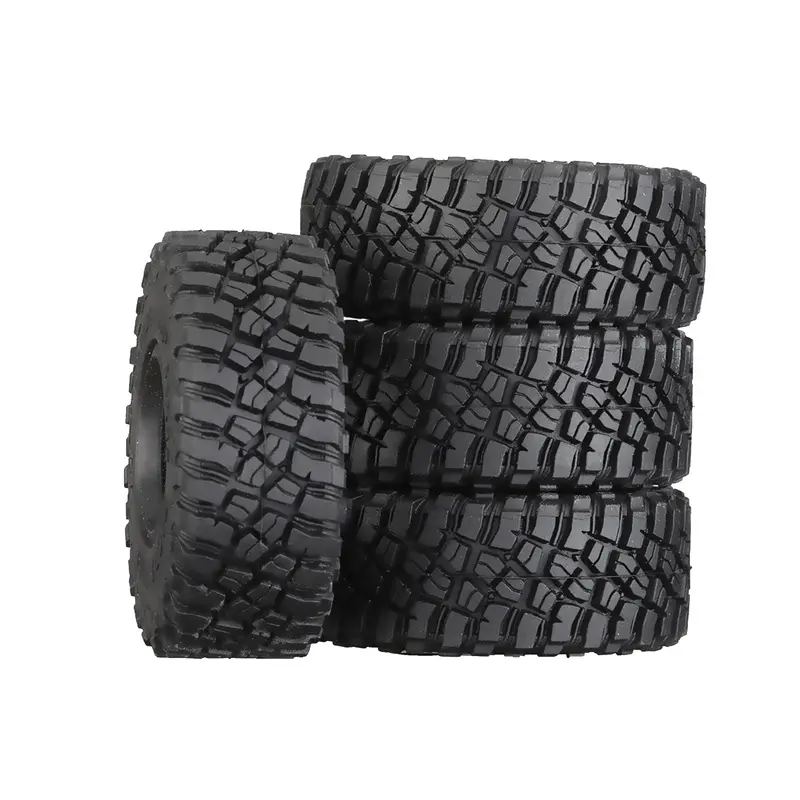 1.33 Inch Adhesive Rubber Tires 64Mm X 24Mm With Foam Inserts For Traxxas 1:18 Trx4m Ford Bronco / Land Rover Defender / Axial 1:24 Scx24 Deadbolt / Jeep Wrangler Upgrades 1