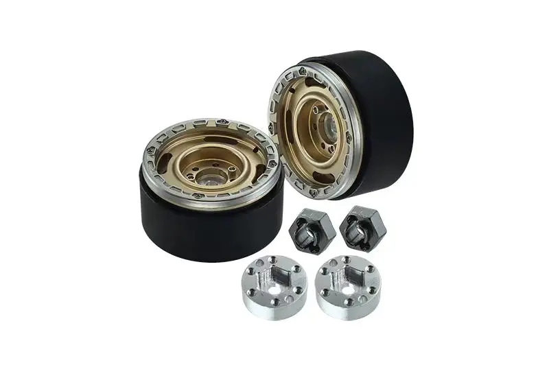 1.33 Inch Beadlock Aluminum Alloy Wheel Rims Set (4 Poles) For Traxxas 1:18 Trx4m Ford Bronco / Trx4m Land Rover Defender / Axial 1:24 Scx24 Deadbolt / Scx24 Jeep Wrangler Upgrades - Charcoal 1