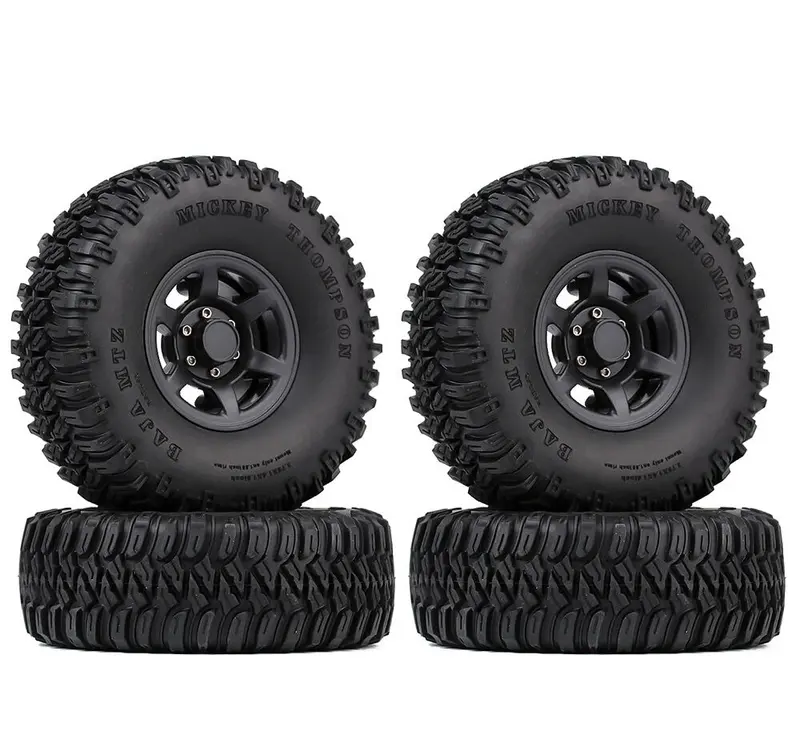 1.55 Beadlock Plastic Wheel Rim Tires For Rc Crawler Car Axial Ax90069 D90 Tf2 Tamiya Cc01 Lc70 Mst Jimny - 4Pc Set Black 1