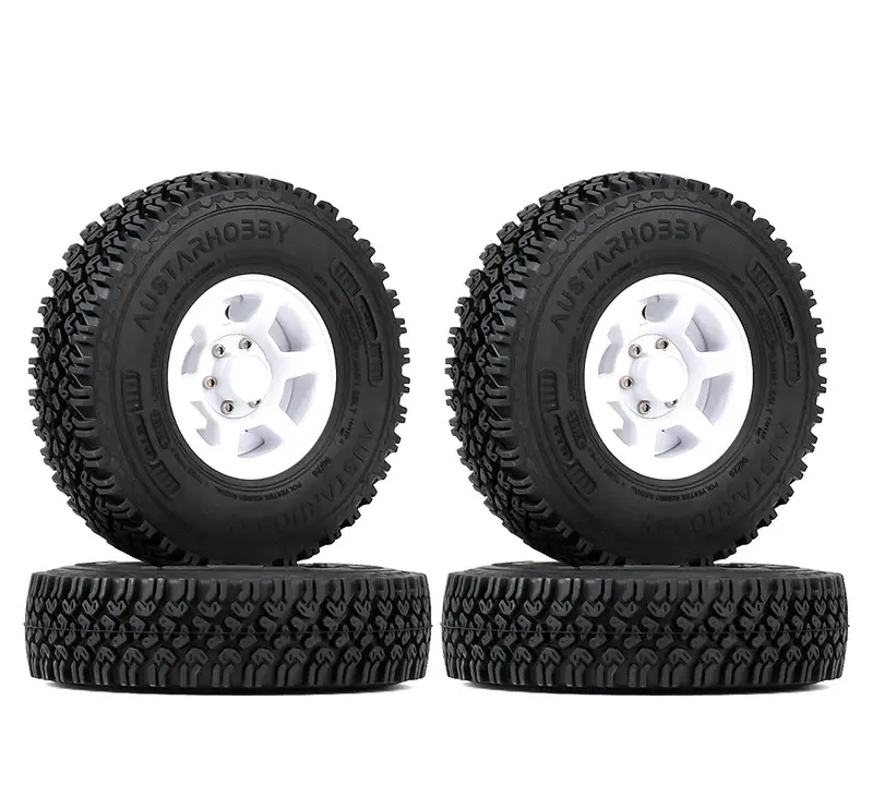 1.55 Beadlock Plastic Wheel Rim Tires For Rc Crawler Car Axial Ax90069 D90 Tf2 Tamiya Cc01 Lc70 Mst Jimny - 4Pc White 1