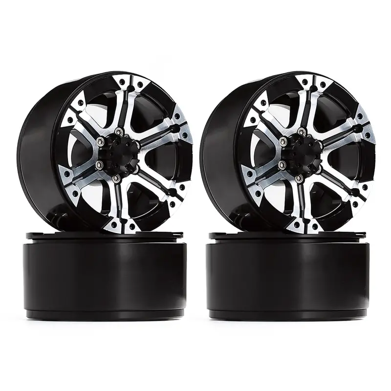 1.9 Beadlock 6-Spokes Metal Wheel Rim Hub For 1/10 Rc Crawler Car Axial Scx10 90046 D90 - 4Pc Set 1