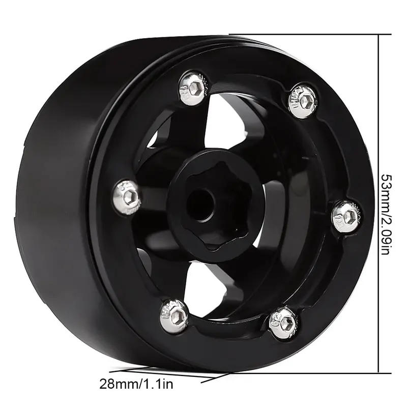 1.9 Beadlock 6-Spokes Metal Wheel Rim Hub For 1/10 Rc Crawler Car Axial Scx10 90046 D90 - 4Pc Set 2