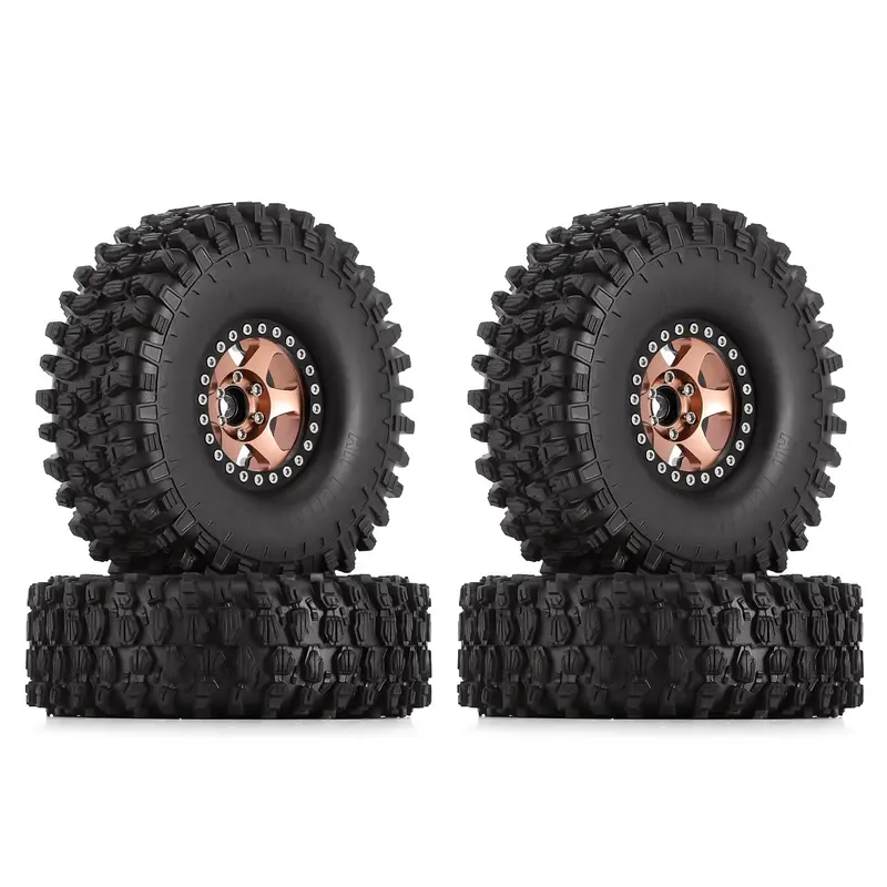 120*42Mm 1.9" Wheel Rims Tires Set For 1:10 Rc Rock Crawler Car Traxxas Trx4 Axial Scx10 90046 Redcat Gen8 - 4Pc Brown 1