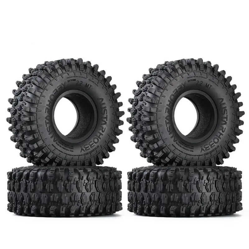 130*46Mm 2.2 Rubber Terrain Wheel Tires For 1/10 Rc Rock Crawler Axial Scx10 Rr10 Wraith - 4Pc Set 1