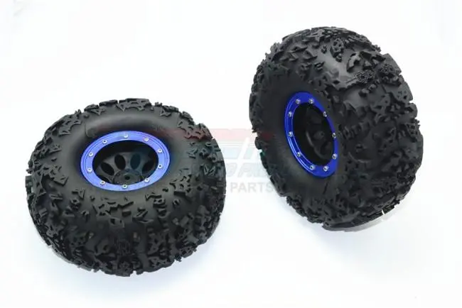 2.2" Rubber Rally Tires And Plastic Wheels For 1:10 R/C Cars - 2Pc Set Blue 1