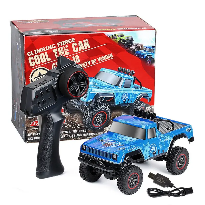 2.4G 1:18 Scale Rtr Rc Rock Crawler Car Off Road Climbing Rc Vehicle Truck Remote Control Pickup Rc Car Toy - 1 Set Blue 1