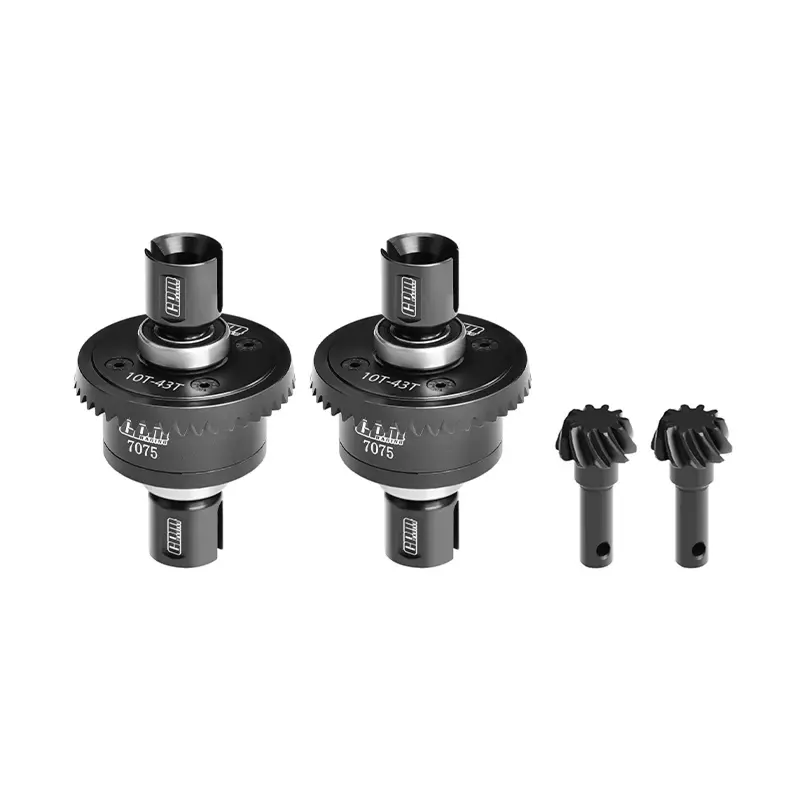 20Crmnti Steel + 7075 Alloy 10/43T Front And Rear Complete Differential Set Fortraxxas 1/8 4Wd Sledge Monster Truck Upgrades - Black 1