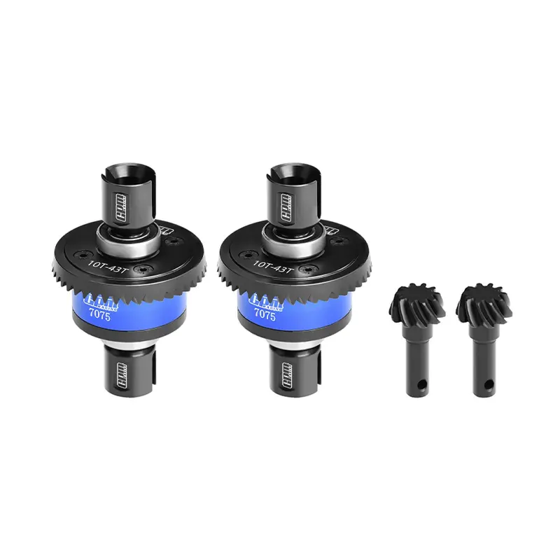 20Crmnti Steel + 7075 Alloy 10/43T Front And Rear Complete Differential Set Fortraxxas 1/8 4Wd Sledge Monster Truck Upgrades - Blue 1