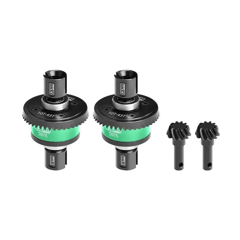 20Crmnti Steel + 7075 Alloy 10/43T Front And Rear Complete Differential Set Fortraxxas 1/8 4Wd Sledge Monster Truck Upgrades - Green 1