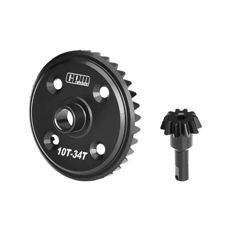 20Crmnti Steel Spiral-Cut Main Diff Gear & Input Gear Set 34T/10T/1.3 Mod For Arrma 1:8 Kraton 6S Exb V2 / V6 / Notorious V6 / Outcast / Talion / 1:7 Mojave 6S Exb / Fireteam / Big Rock - Black 1