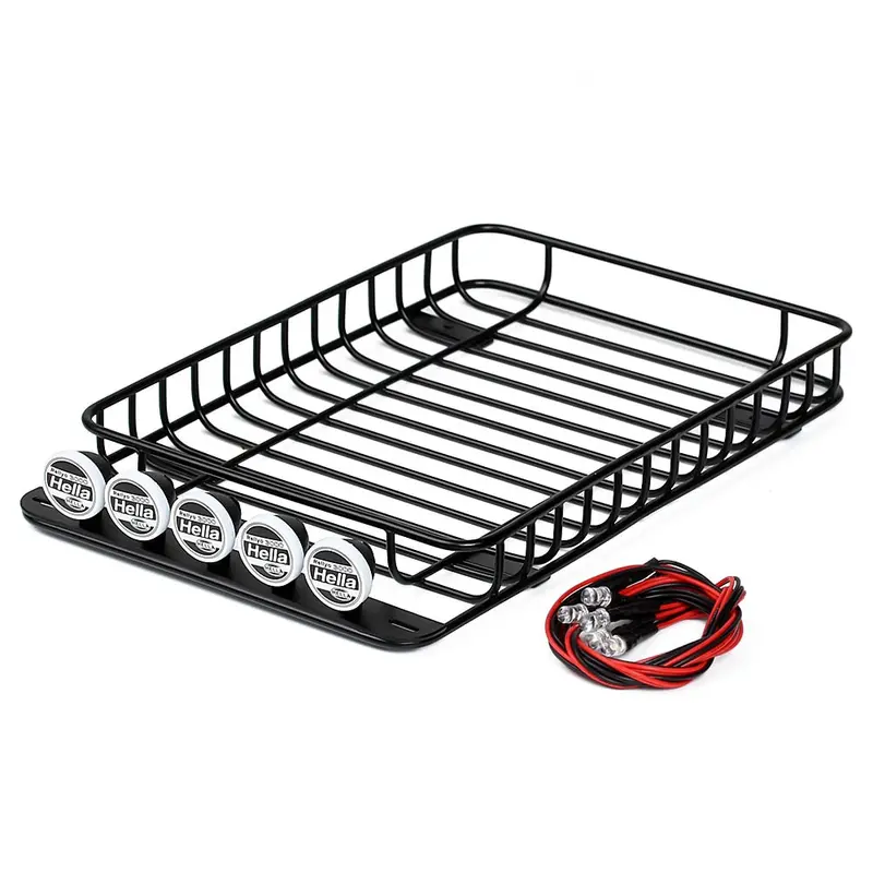 232*145Mm Metal Roof Rack With 5 Led Lights For 1/10 Rc Crawler Car Traxxas Trx-4 Axial Scx10 90046 Scx10 Iii Axi03007 (Style A) - 1 Set 1