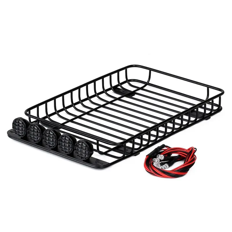 232*145Mm Metal Roof Rack With 5 Led Lights For 1/10 Rc Crawler Car Traxxas Trx-4 Axial Scx10 90046 Scx10 Iii Axi03007 (Style B) - 1 Set 1