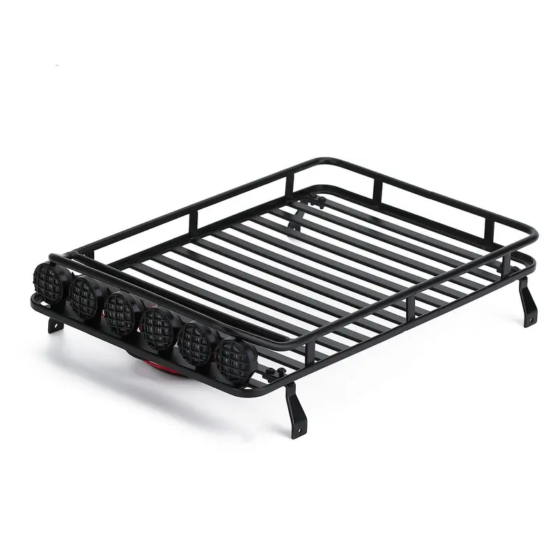 235*155Mm Metal Roof Rack Luggage Carrier With Led Lights For 1/10 Rc Crawler Car Axial Scx10 90046 Traxxas Trx4 (Style A) - 1 Set 1