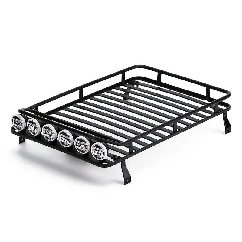 235*155Mm Metal Roof Rack Luggage Carrier With Led Lights For 1/10 Rc Crawler Car Axial Scx10 90046 Traxxas Trx4 (Style B) - 1 Set 1