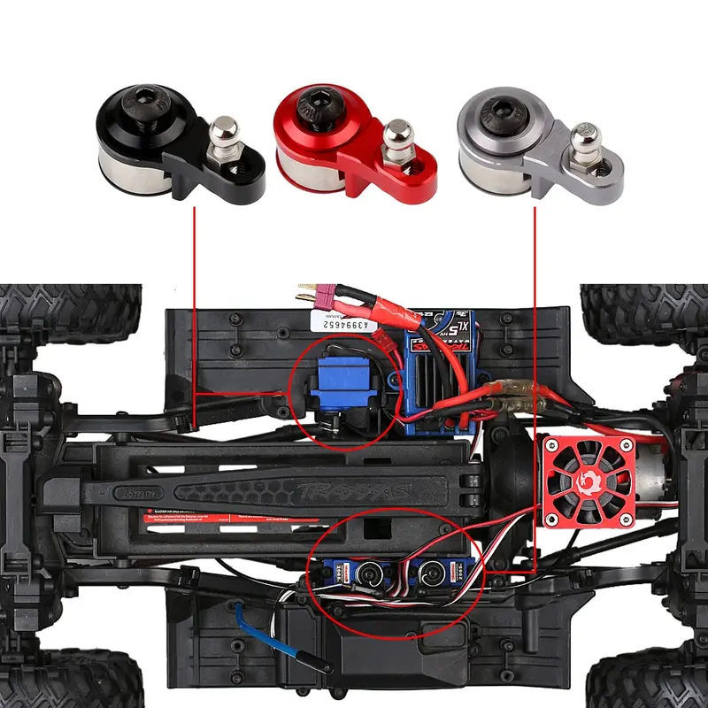 25T Aluminum Alloy Adjustable Damping Servo Arm For 1:10 Rc Crawler Car Traxxas Trx4 Trx6 Upgrade Parts - 3Pc Grey 2