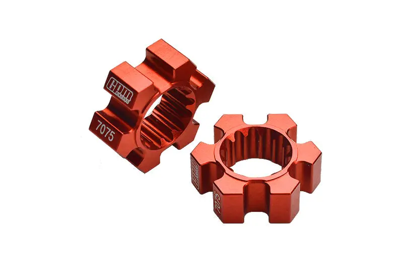 2Pc Aluminium 7075-T6 Wheel Hex Hubs For 1:5 Traxxas X Maxx 6S / X Maxx 8S / Xrt 8S / 1:6 Sand Car 8S (Rear Only) - Orange 1