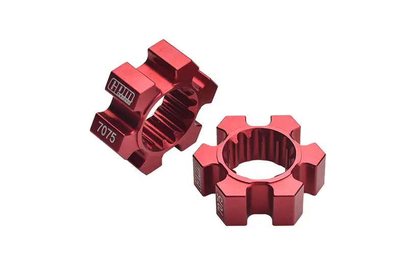 2Pc Aluminium 7075-T6 Wheel Hex Hubs For 1:5 Traxxas X Maxx 6S / X Maxx 8S / Xrt 8S / 1:6 Sand Car 8S (Rear Only) - Red 1