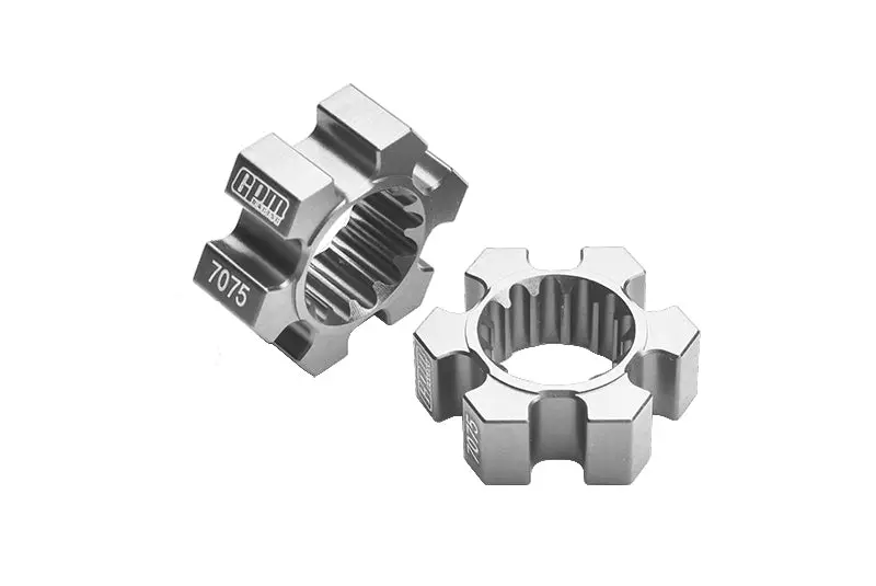 2Pc Aluminium 7075-T6 Wheel Hex Hubs For 1:5 Traxxas X Maxx 6S / X Maxx 8S / Xrt 8S / 1:6 Sand Car 8S (Rear Only) - Silver 1