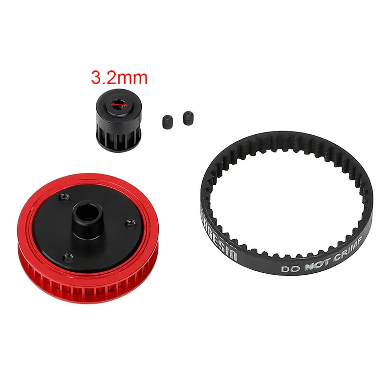 3.2Mm Belt Drive Transmission Gears System For 1/10 Rc Car Crawler Axial Scx10 & Scx10 Ii 90046 Upgrade Parts - Red 1