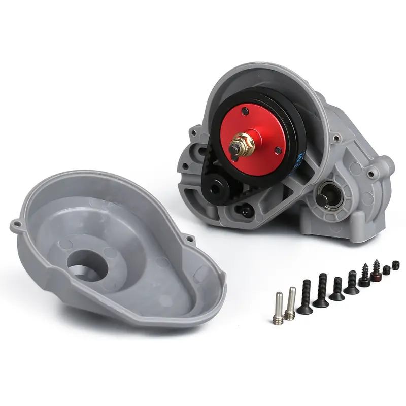 3.2Mm Gear Belt Drive Transmission Complete Gearbox For 1/10 Rc Crawler Car Axial Scx10 Scx10 Ii 90046 Upgrade Parts - 1 Set Gray 1