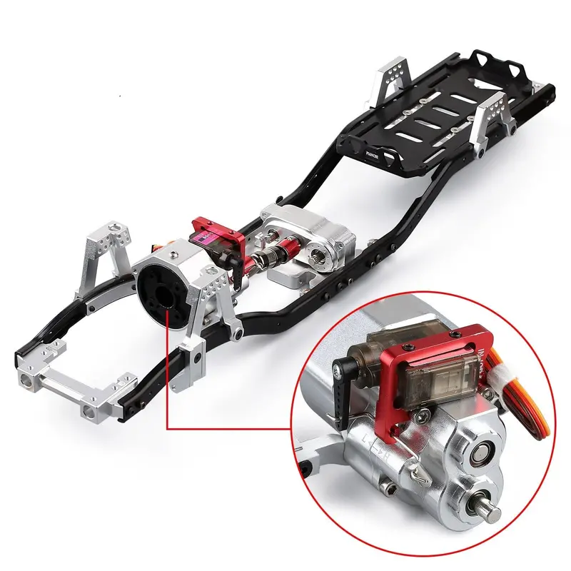313Mm 12.3" Wheelbase Metal Chassis Frame With Prefixal Shiftable Gearbox For 1/10 Rc Crawler Car Axial Scx10 90046 - 1 Complete Set 1