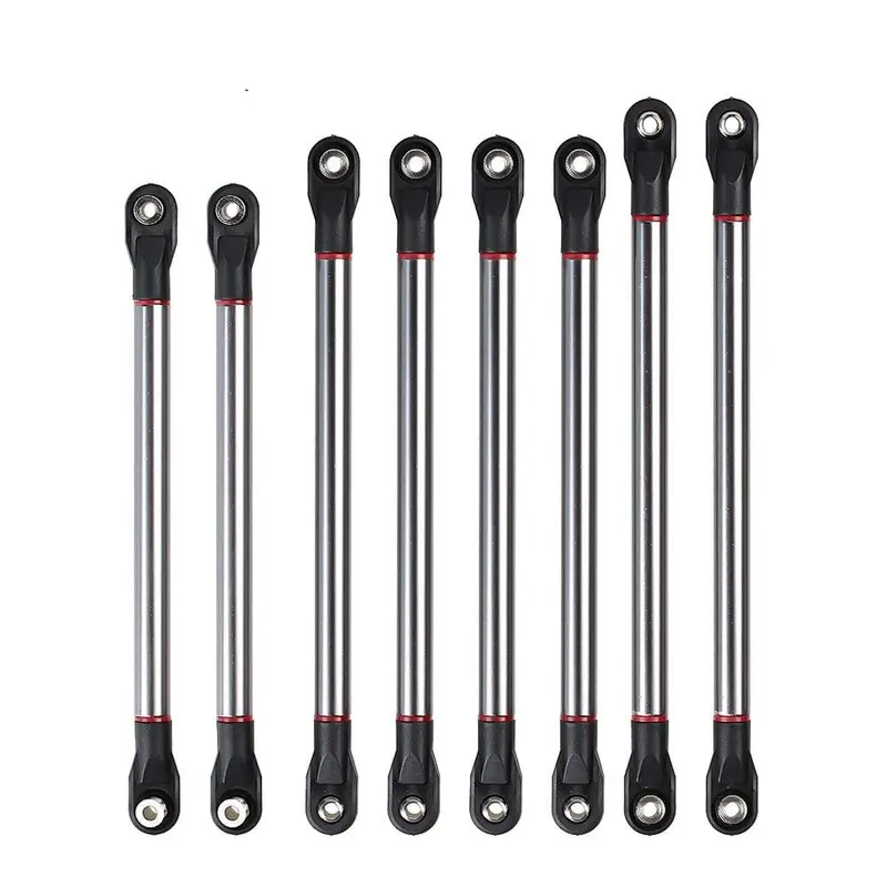 313Mm Wheelbase Aluminum Alloy Link Plastic Rod End Unassembled Kit For 1/10 Rc Crawler Car Axial Scx10 - 8Pc Grey Silver 1