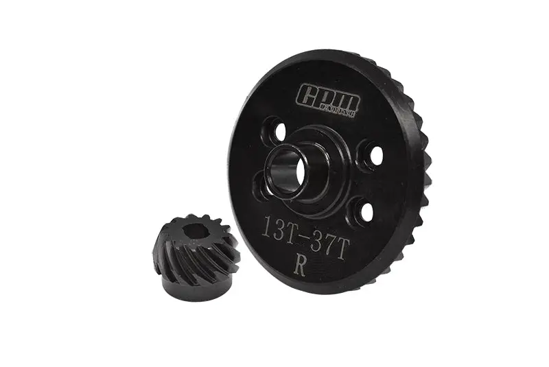 40Cr Steel Spiral-Cut 37-Tooth Ring And 13-Tooth Pinion Differential Gear Set For Traxxas 1:10 Slash / Ford Gt / Corvette / Hot Rod / Raptor Pro / Mustang Gt / Hoss / Stampede / Gr Supra Gt4 / Rustler 1