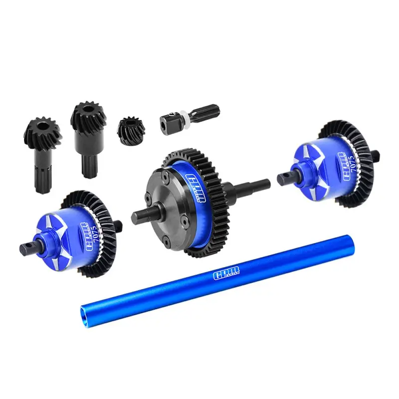 4140 Carbon Steel + 7075 Alloy Front & Centre & Rear Complete Differential For Traxxas 1:16 Mini Maxx 4Wd 107154-1 / Mini Xrt Vxl-3S 108076-1 Monster Truck Upgrades - Blue 1