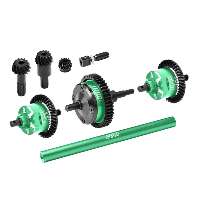 4140 Carbon Steel + 7075 Alloy Front & Centre & Rear Complete Differential For Traxxas 1:16 Mini Maxx 4Wd 107154-1 / Mini Xrt Vxl-3S 108076-1 Monster Truck Upgrades - Green 1