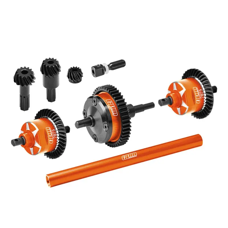 4140 Carbon Steel + 7075 Alloy Front & Centre & Rear Complete Differential For Traxxas 1:16 Mini Maxx 4Wd 107154-1 / Mini Xrt Vxl-3S 108076-1 Monster Truck Upgrades - Orange 1