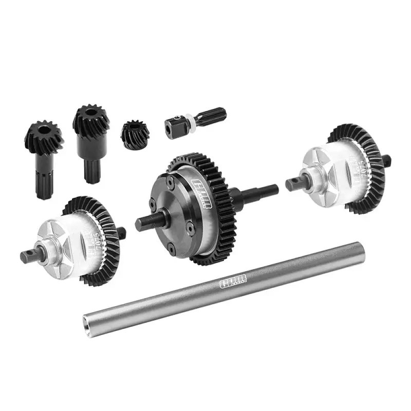 4140 Carbon Steel + 7075 Alloy Front & Centre & Rear Complete Differential For Traxxas 1:16 Mini Maxx 4Wd 107154-1 / Mini Xrt Vxl-3S 108076-1 Monster Truck Upgrades - Silver 1