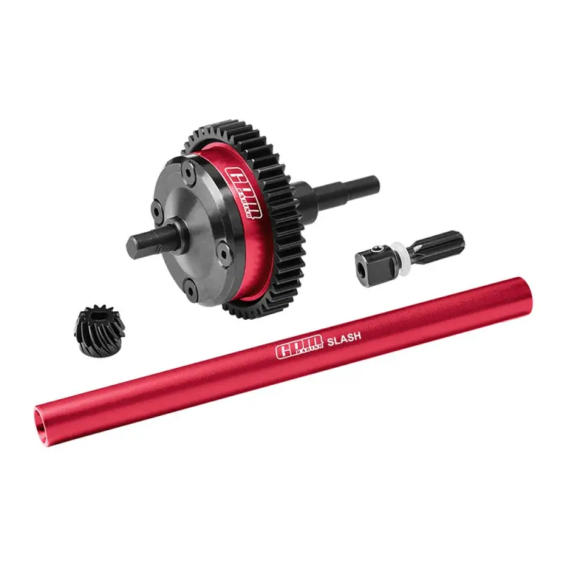 4140 Carbon Steel + Aluminum 7075 Alloy Centre Complete Differential For Traxxas 1/16 Mini Slash 4X4 Short Course Truck-108164-1 Upgrades - Red 1
