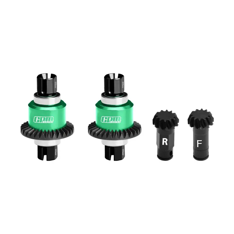 4140 Carbon Steel + Aluminum 7075 Alloy Front & Rear Differential Gear Set 12/30T For Arrma 1:18 Granite Grom / 1:14 Typhon Grom / 1:16 Mojave Grom / Quake Grom / Gorgon Grom - Green 1