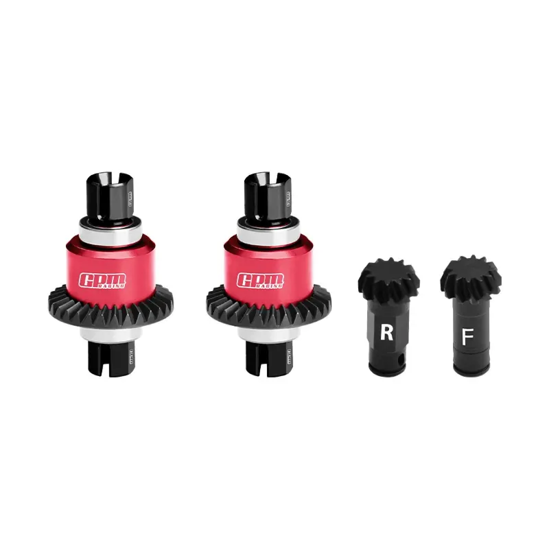 4140 Carbon Steel + Aluminum 7075 Alloy Front & Rear Differential Gear Set 12/30T For Arrma 1:18 Granite Grom / 1:14 Typhon Grom / 1:16 Mojave Grom / Quake Grom / Gorgon Grom - Red 1